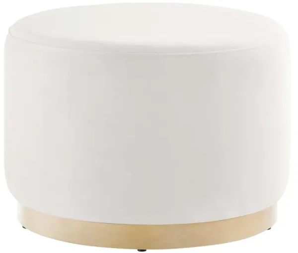 Tilden Large 23" Round Performance Velvet Upholstered Ottoman by Modway Alabaster Natural