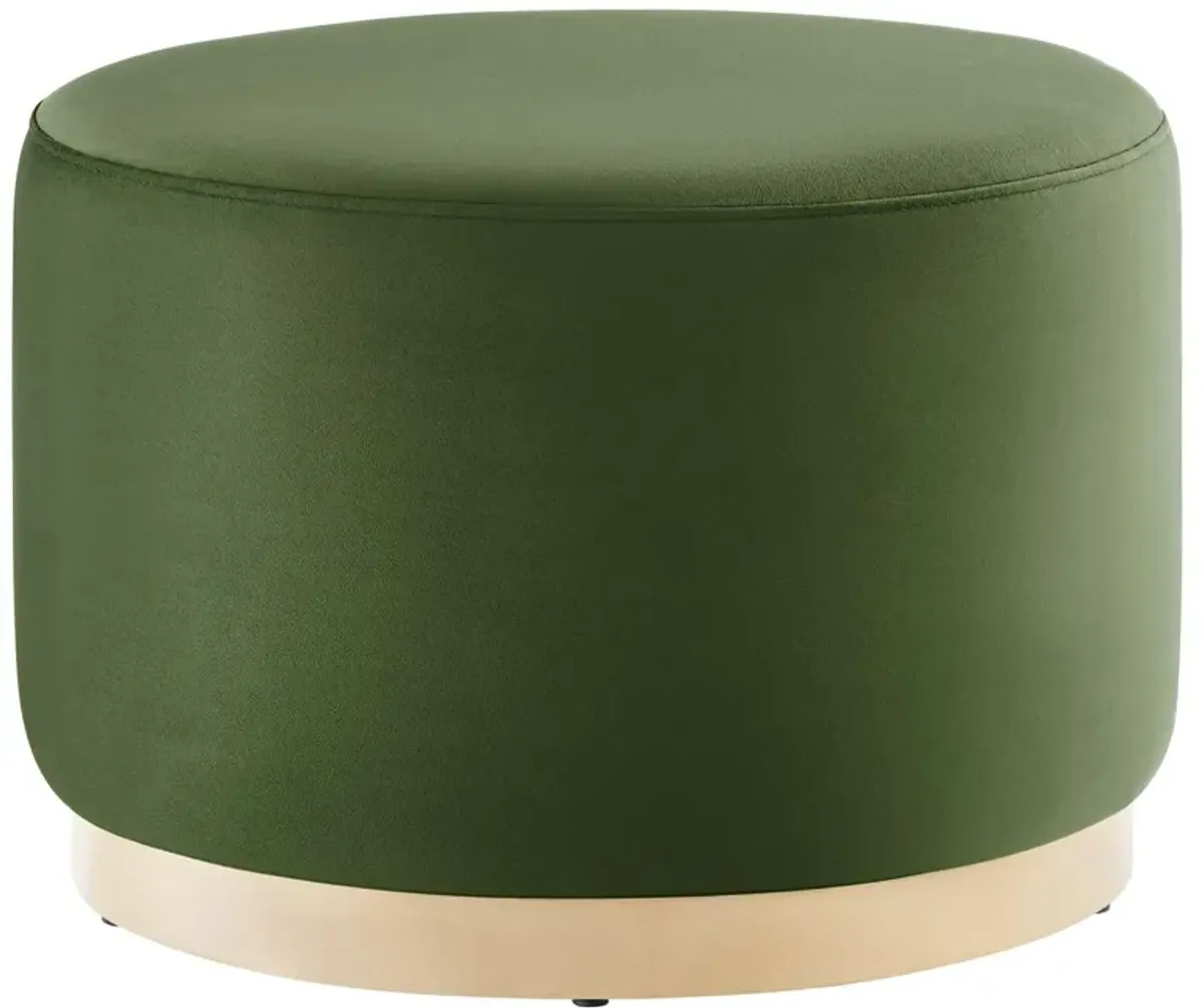 Tilden Large 23" Round Performance Velvet Upholstered Ottoman by Modway Moss Green Natural