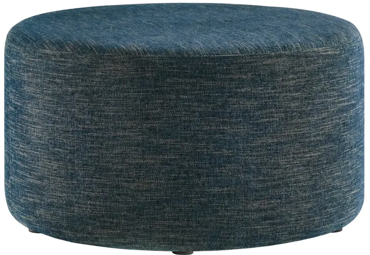 Callum Large 29" Round Woven Heathered Fabric Upholstered Ottoman by Modway Heathered Weave Azure