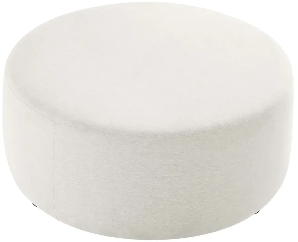 Callum Large 38" Round Woven Heathered Fabric Upholstered Ottoman by Modway