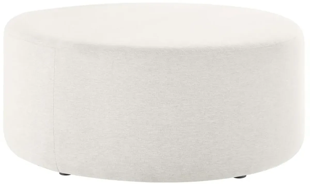 Callum Large 38" Round Woven Heathered Fabric Upholstered Ottoman by Modway Heathered Weave Ivory