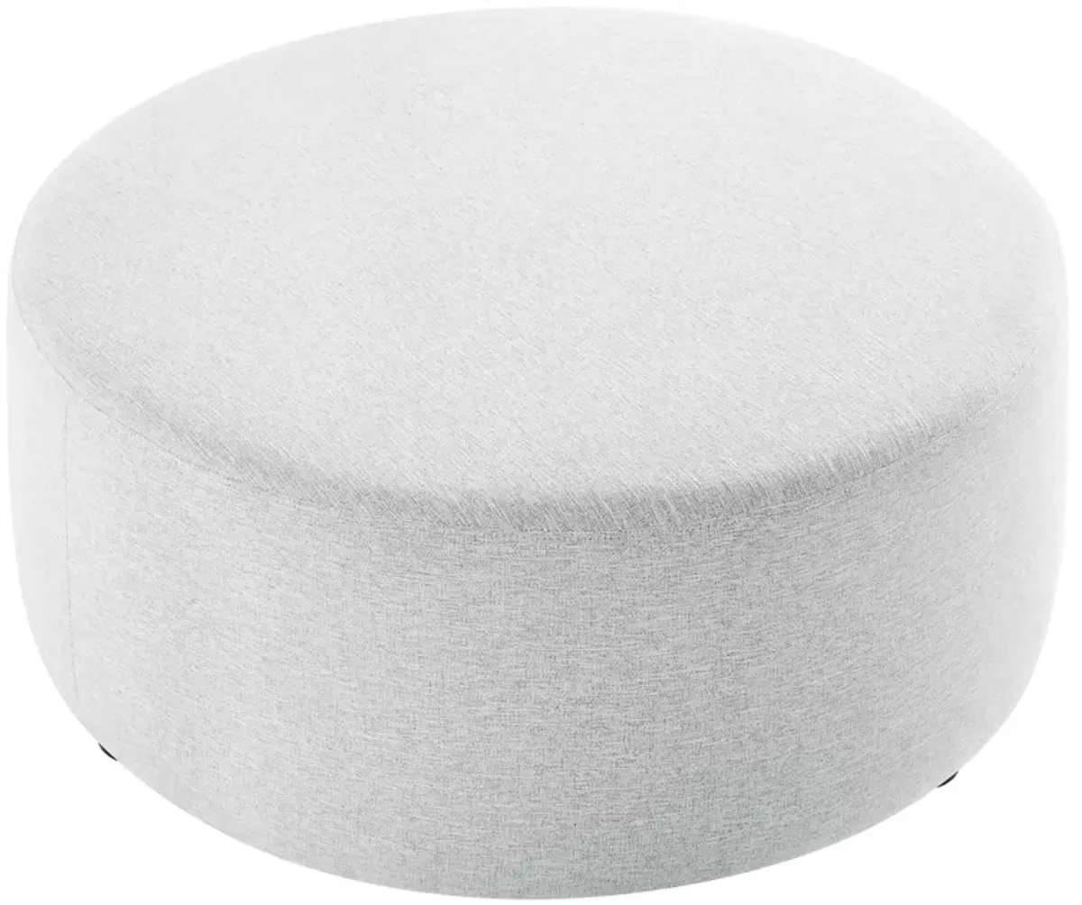 Callum Large 38" Round Woven Heathered Fabric Upholstered Ottoman by Modway Heathered Weave Light Gray