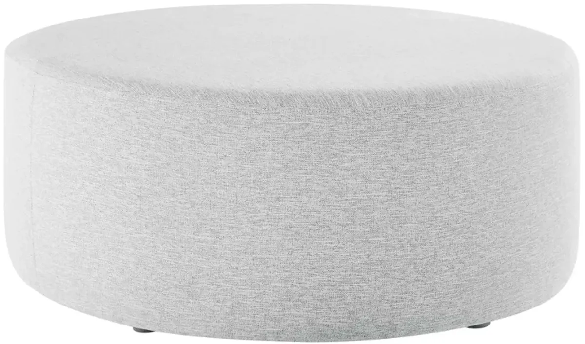 Callum Large 38" Round Woven Heathered Fabric Upholstered Ottoman by Modway Heathered Weave Light Gray