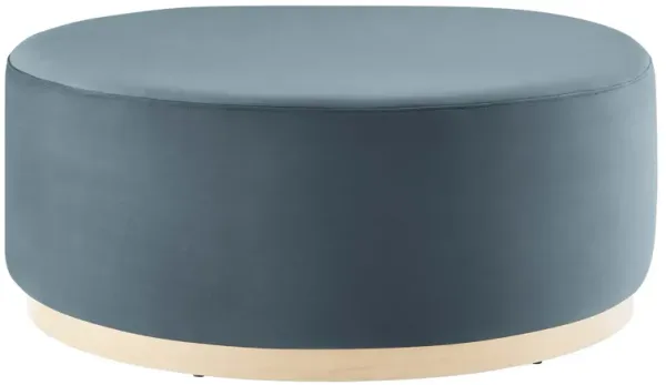 Tilden Large 38" Round Performance Velvet Upholstered Ottoman by Modway Cadet Blue Natural