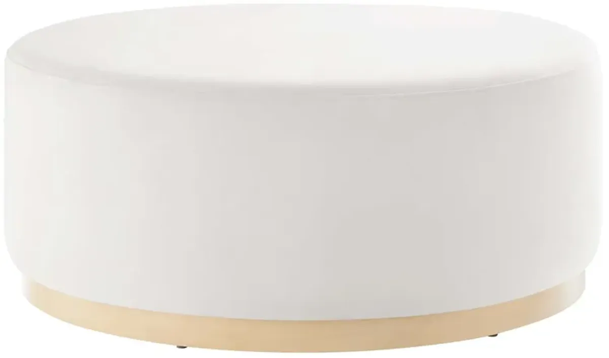 Tilden Large 38" Round Performance Velvet Upholstered Ottoman by Modway Moss Green Natural