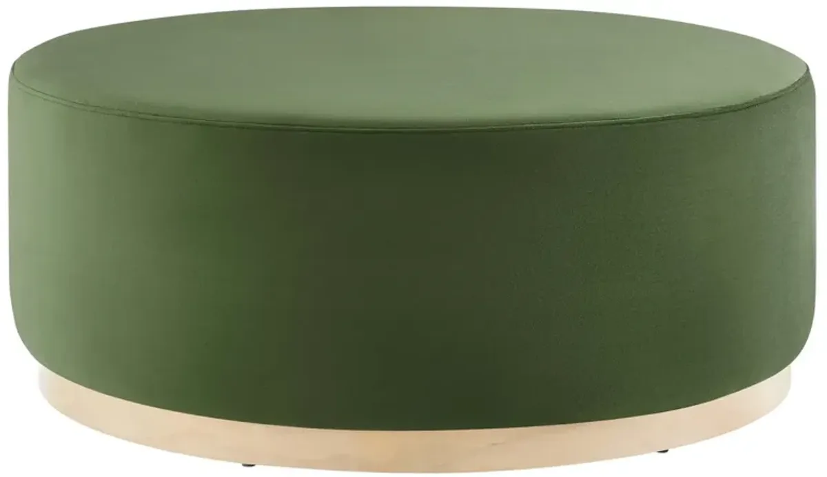 Tilden Large 38" Round Performance Velvet Upholstered Ottoman by Modway Moss Green Natural