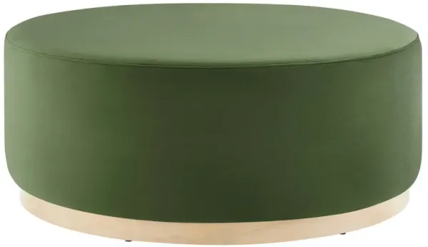 Tilden Large 38" Round Performance Velvet Upholstered Ottoman by Modway Moss Green Natural