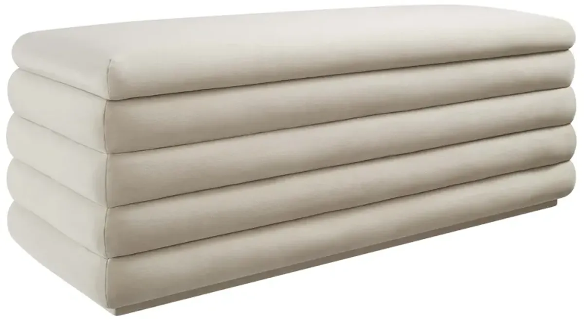 Mezzo Upholstered Performance Velvet Storage Bench by Modway Taupe