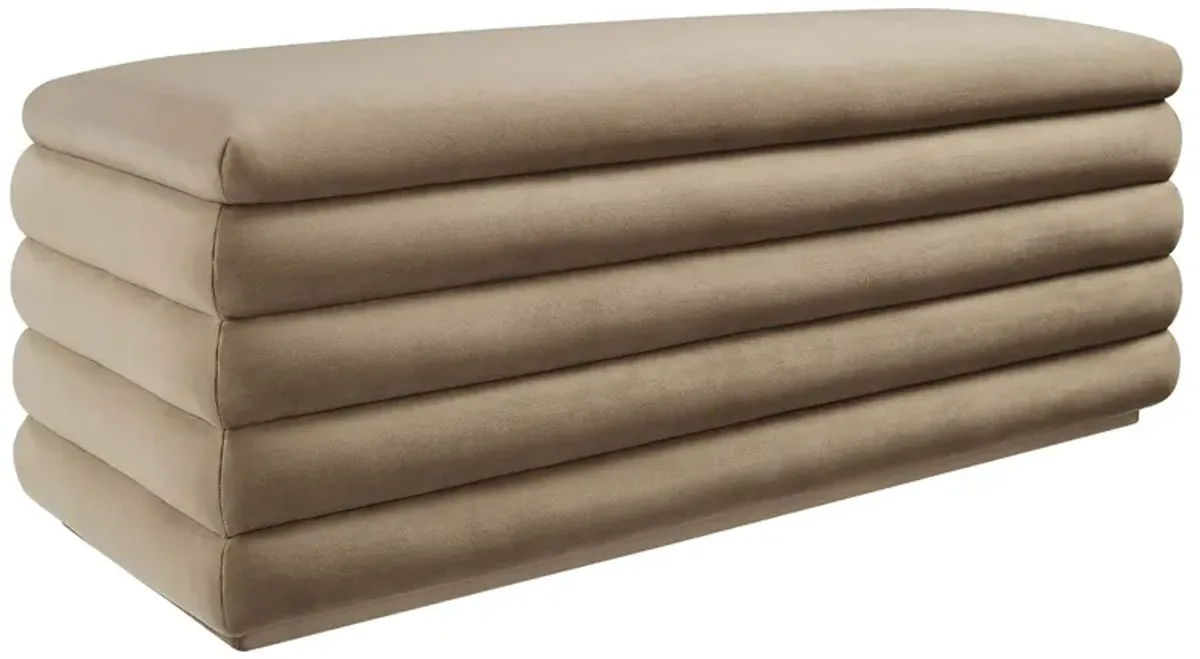 Mezzo Upholstered Performance Velvet Storage Bench by Modway Taupe