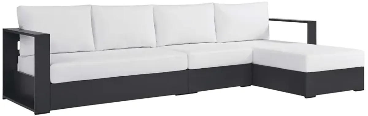 Tahoe 3-Piece Outdoor Patio Powder-Coated Aluminum Right-Facing Chaise Sectional Sofa Set by Modway Gray White