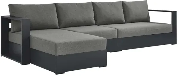 Tahoe 3-Piece Outdoor Patio Powder-Coated Aluminum Left-Facing Chaise Sectional Sofa Set by Modway Gray Charcoal