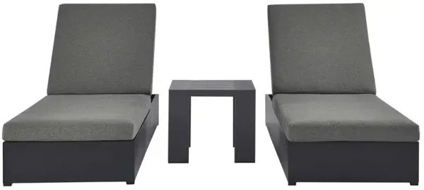 Tahoe 3-Piece Outdoor Patio Powder-Coated Aluminum Chaise Lounge Set by Modway Gray Charcoal