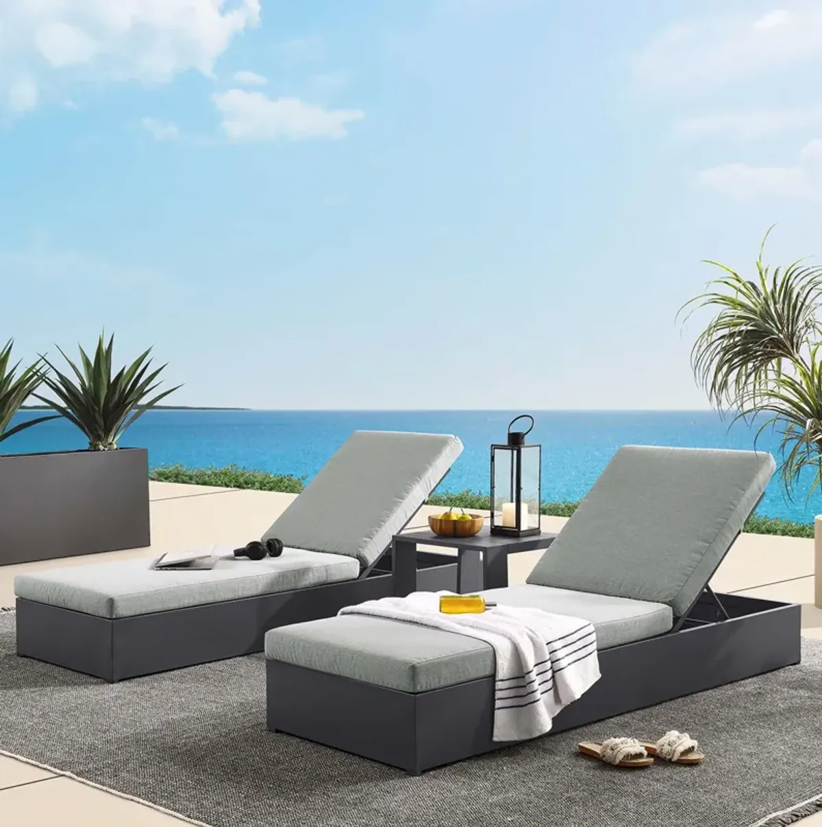 Tahoe 3-Piece Outdoor Patio Powder-Coated Aluminum Chaise Lounge Set by Modway