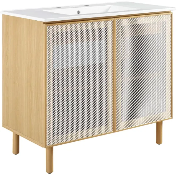 Calla Bathroom Vanity Basin Included by Modway 36" / White Oak