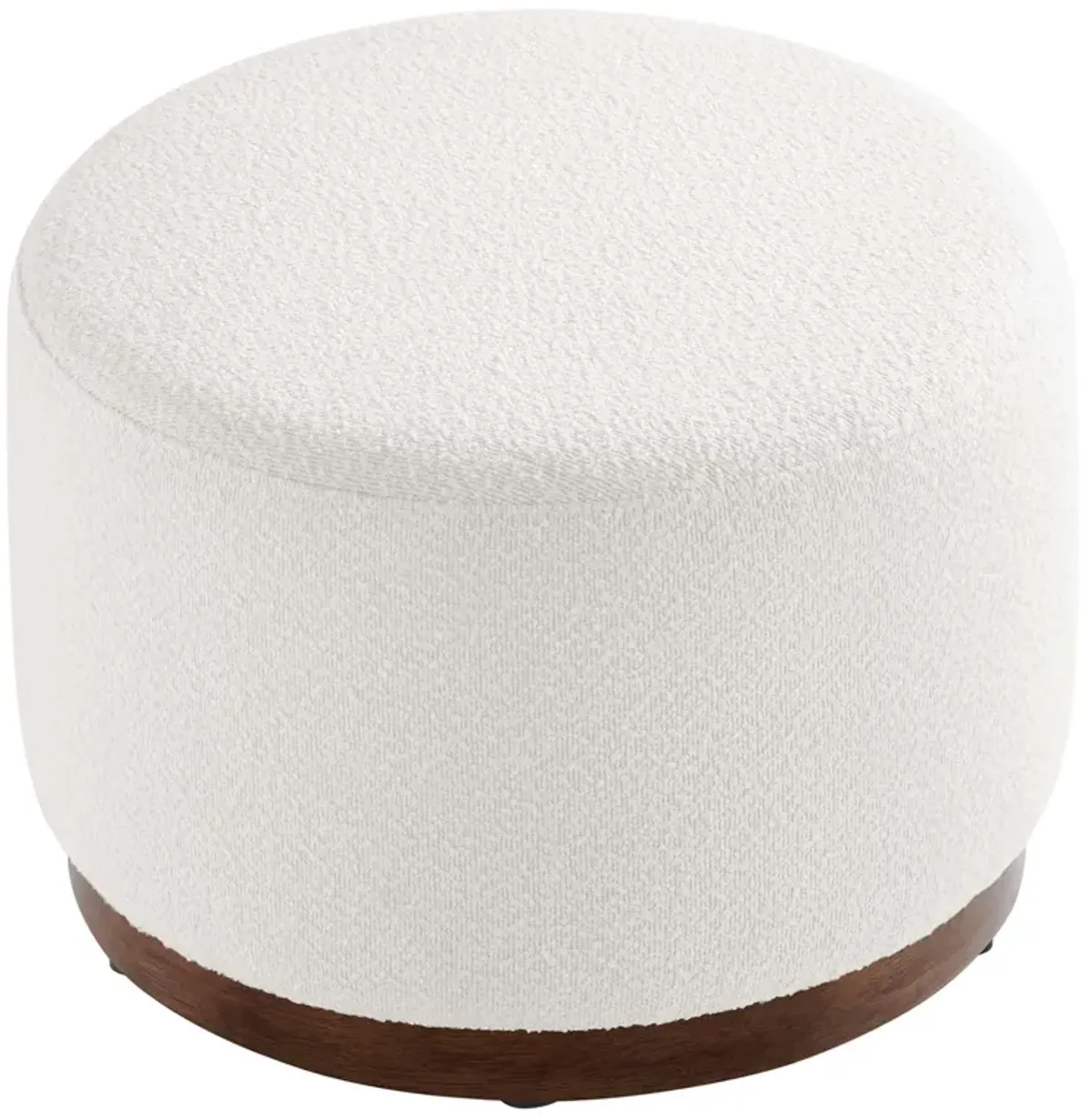 Tilden Large 23" Round Boucle Upholstered Ottoman by Modway Cloud Walnut