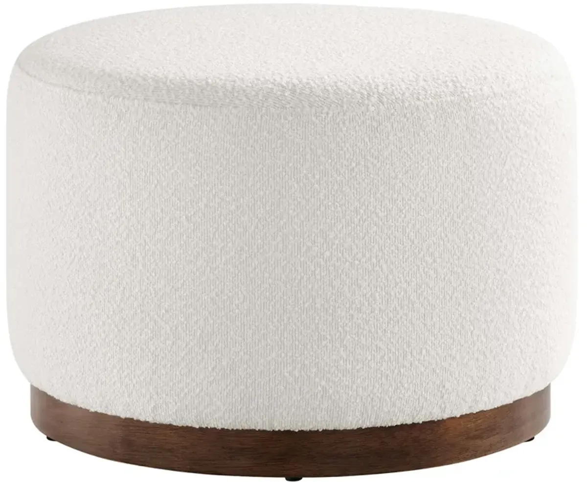 Tilden Large 23" Round Boucle Upholstered Ottoman by Modway Cloud Walnut