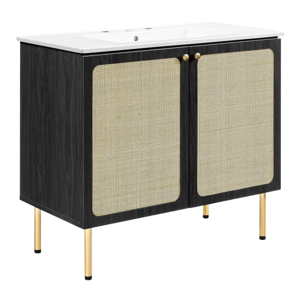 Chaucer Bathroom Vanity with White Basin Included by Modway 36" / Black White