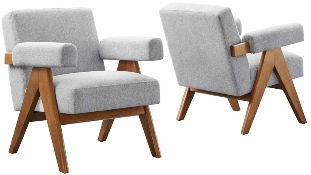 Lyra Fabric Armchair - Set of 2 by Modway Light Gray Fabric
