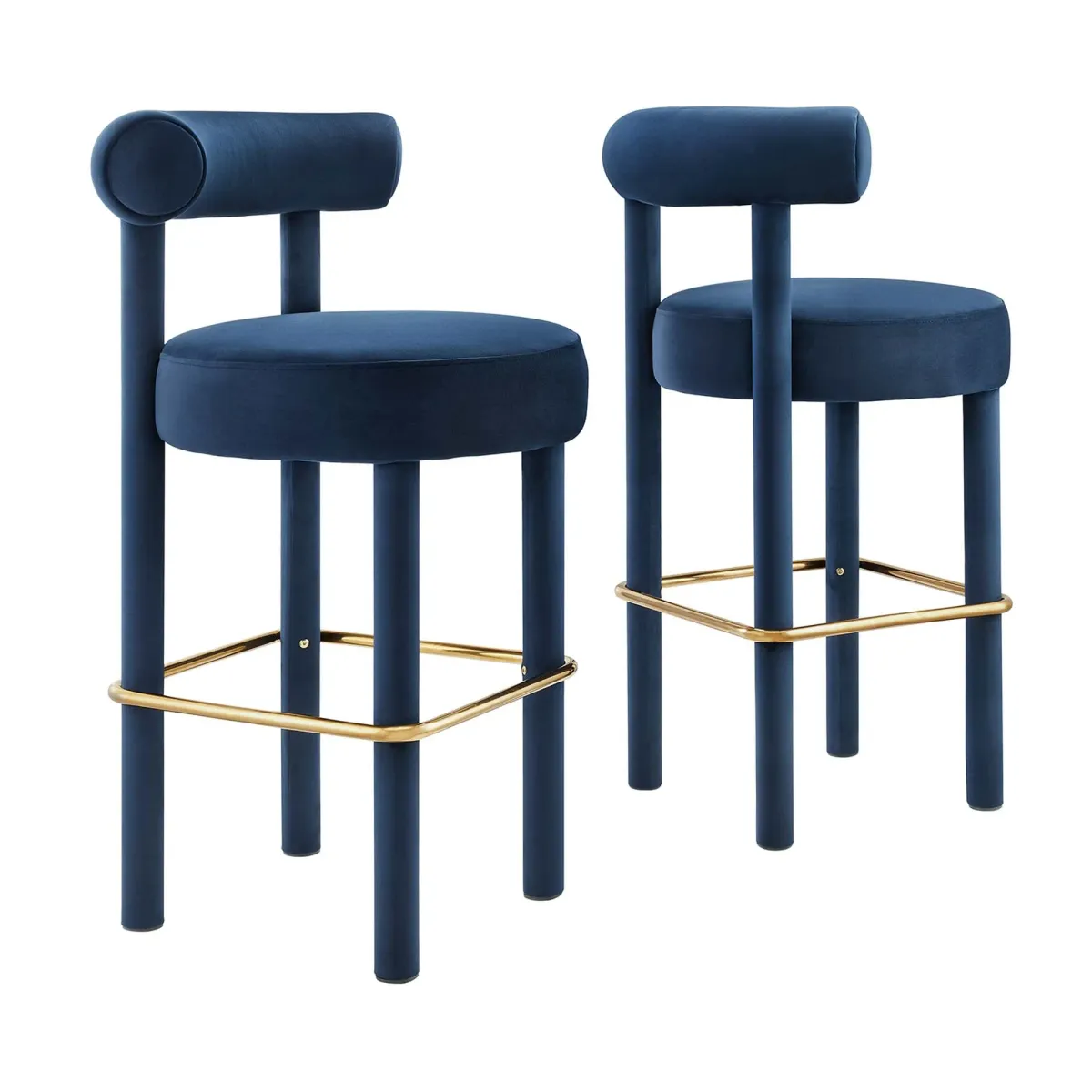 Toulouse Performance Velvet Bar Stool Set of 2 by Modway Gray Silver