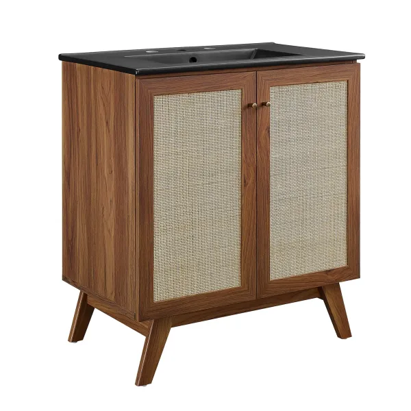 Soma Bathroom Vanity with Black Basin Included by Modway 30" / Walnut Black