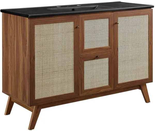 Soma Bathroom Vanity with Black Basin Included by Modway 48" Single / Walnut Black