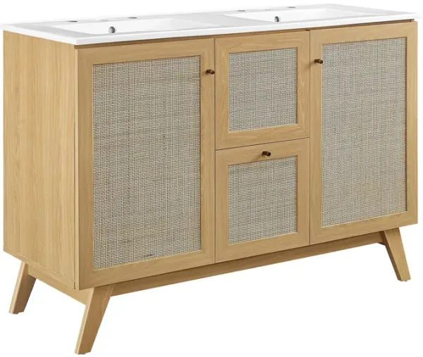 Soma Bathroom Vanity with White Basin Included by Modway 48" Double / Oak White