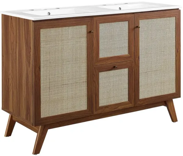 Soma Bathroom Vanity with White Basin Included by Modway 48" Double / Walnut White