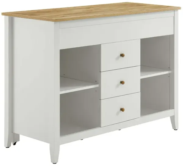 Farmstead Kitchen Island by Modway Oak White