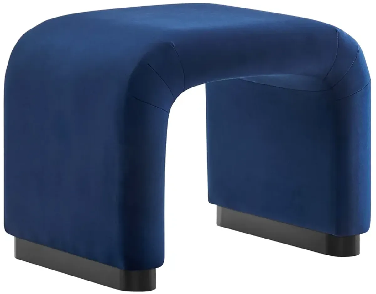 Koda Performance Velvet Waterfall Stool by Modway Black Midnight Blue