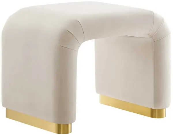 Koda Performance Velvet Waterfall Stool by Modway Brass Almond