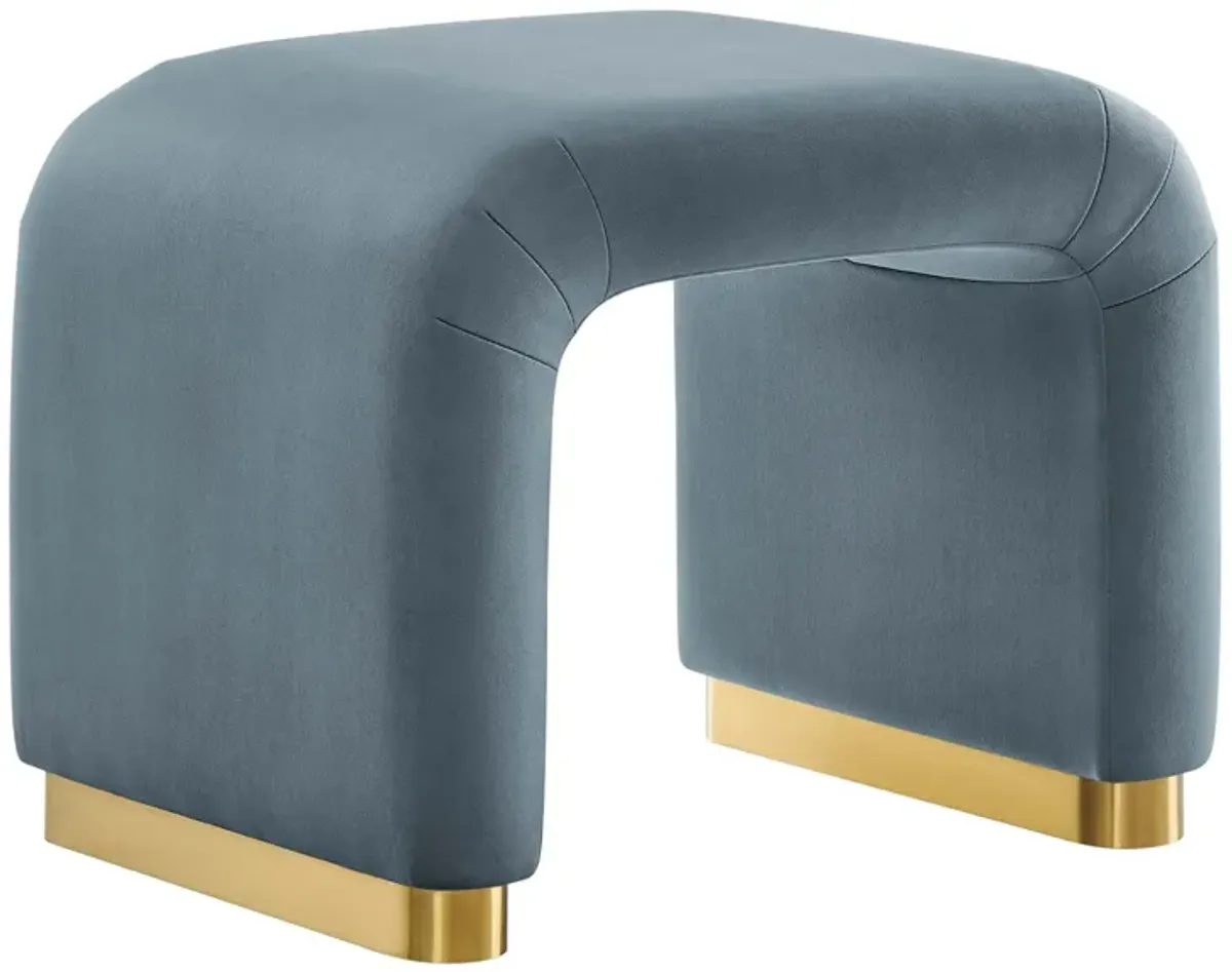 Koda Performance Velvet Waterfall Stool by Modway Brass Cadet Blue