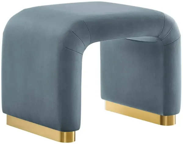 Koda Performance Velvet Waterfall Stool by Modway Brass Cadet Blue