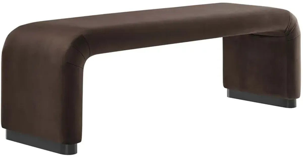 Koda Performance Velvet Waterfall Long Bench by Modway Black Moss Green