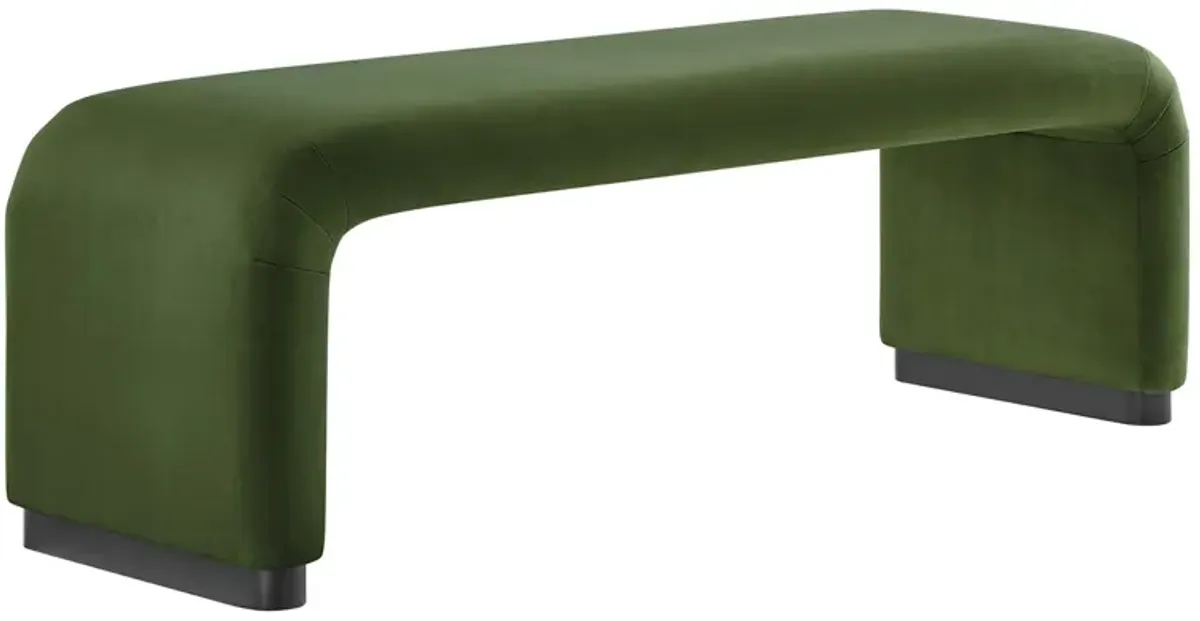 Koda Performance Velvet Waterfall Long Bench by Modway Black Moss Green