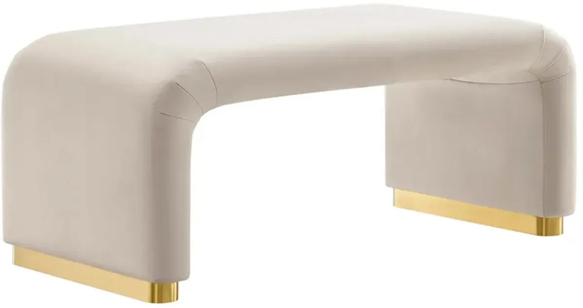 Koda Performance Velvet Waterfall Ottoman by Modway Brass Almond