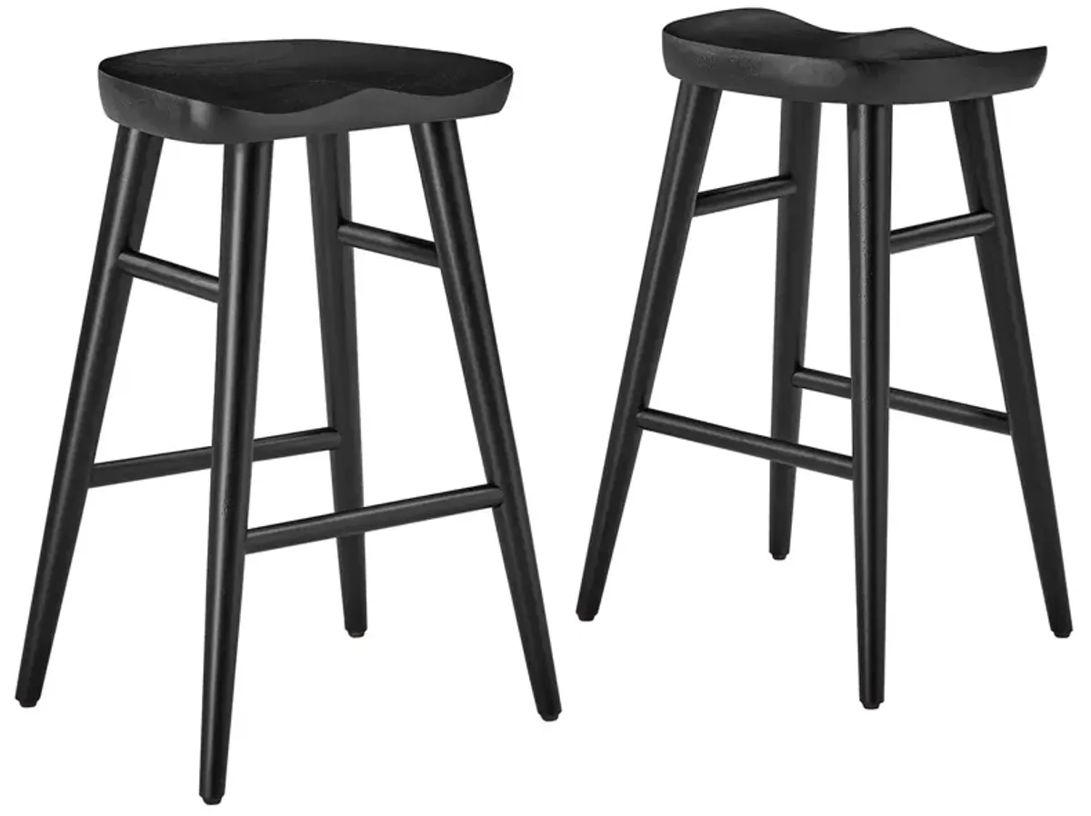 Saville Backless Wood Counter Stools - Set of 2 by Modway Oak