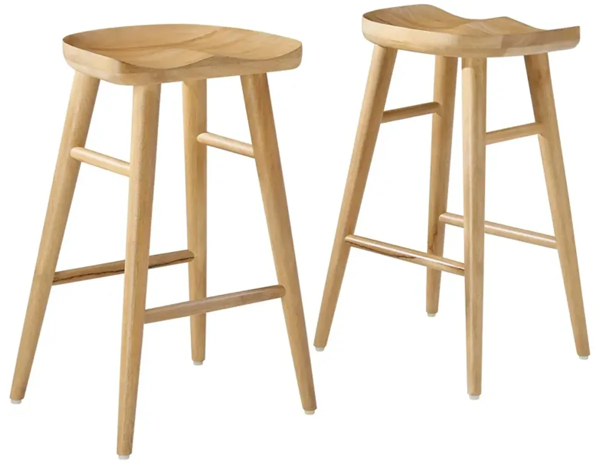 Saville Backless Wood Counter Stools - Set of 2 by Modway Oak