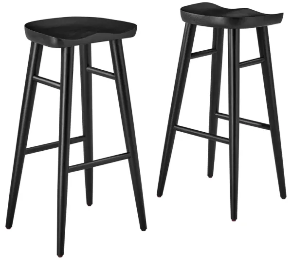 Saville Backless Wood Bar Stools - Set of 2 by Modway Black