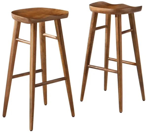 Saville Backless Wood Bar Stools - Set of 2 by Modway Walnut