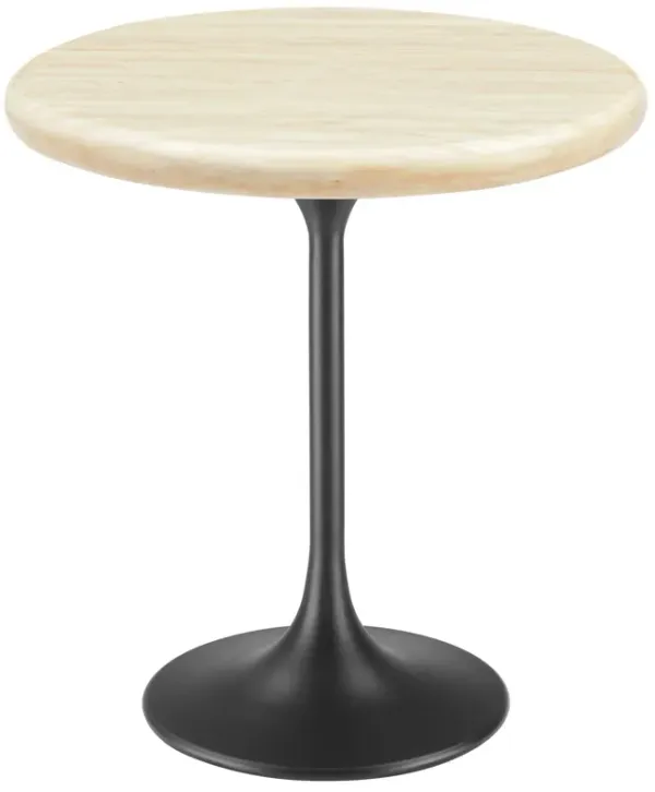 Lippa Round Artificial Travertine Side Table by Modway 20" / Black Travertine
