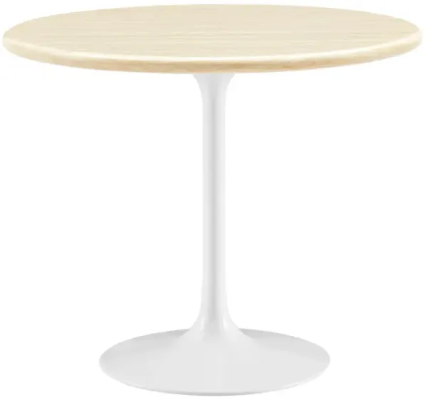 Lippa Round 36" Dining Table by Modway Faux Travertine / White Travertine