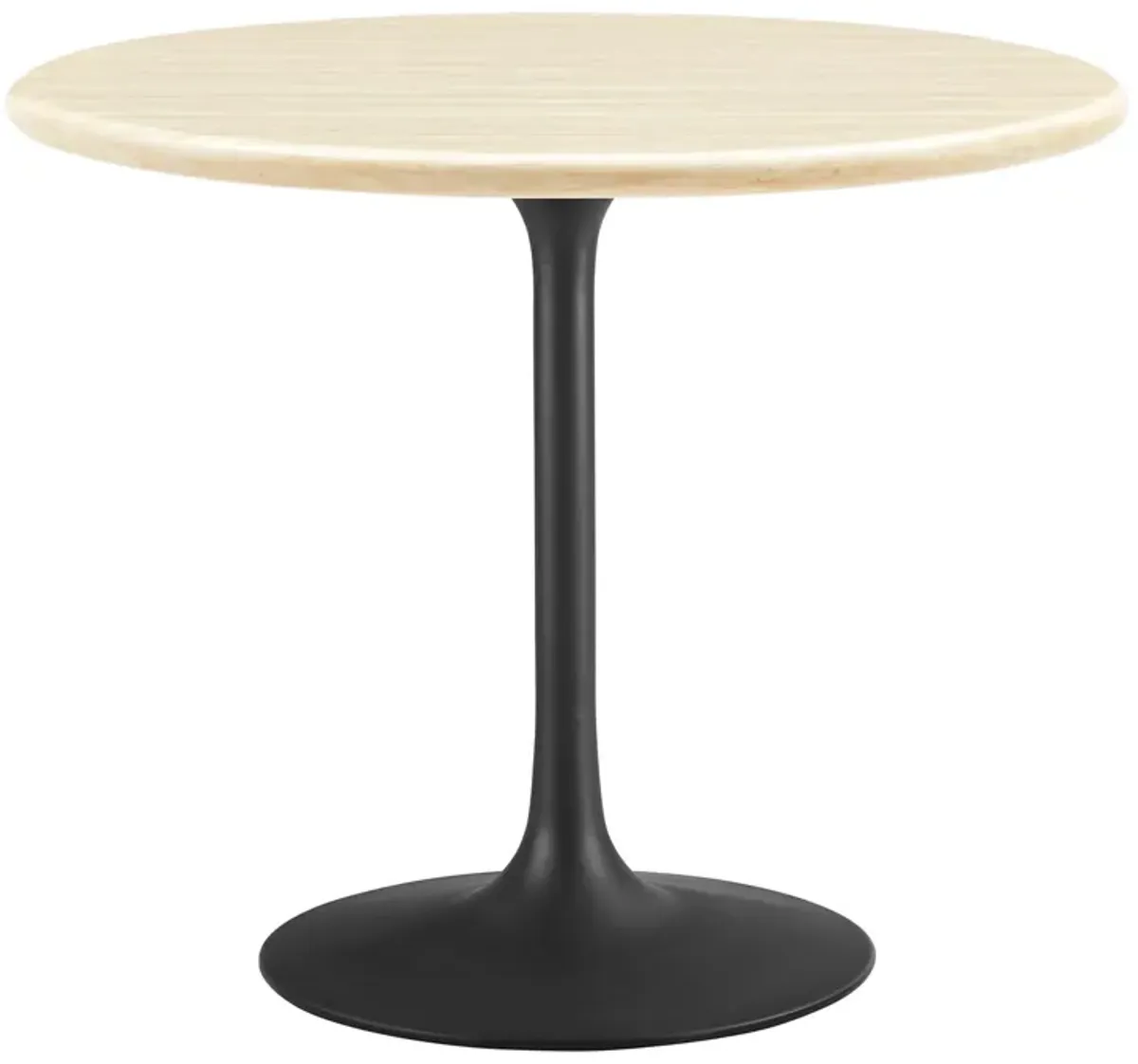 Lippa Round 36" Dining Table by Modway Faux Travertine / Black Travertine