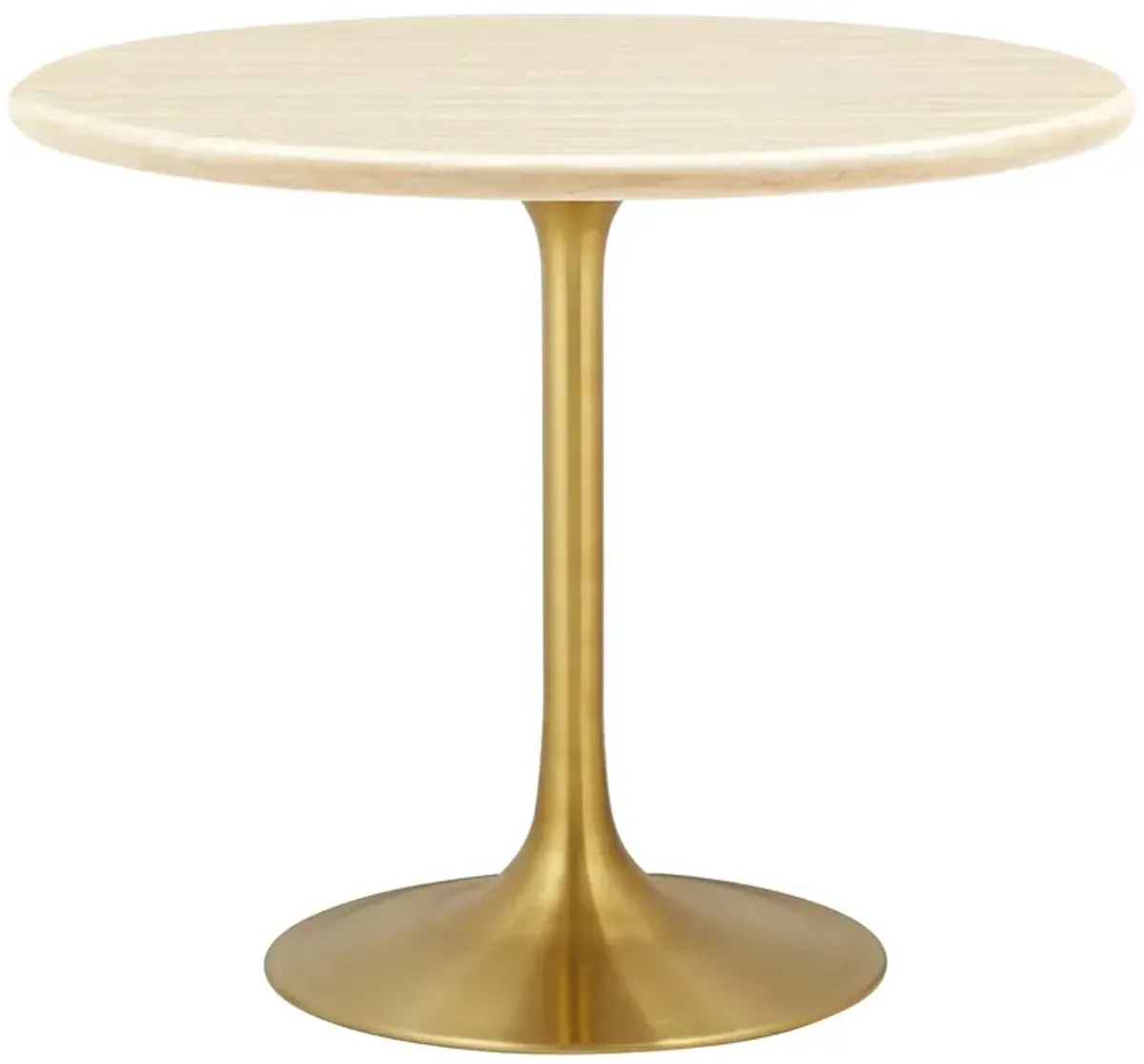 Lippa Round 36" Dining Table by Modway Faux Travertine / Gold Travertine