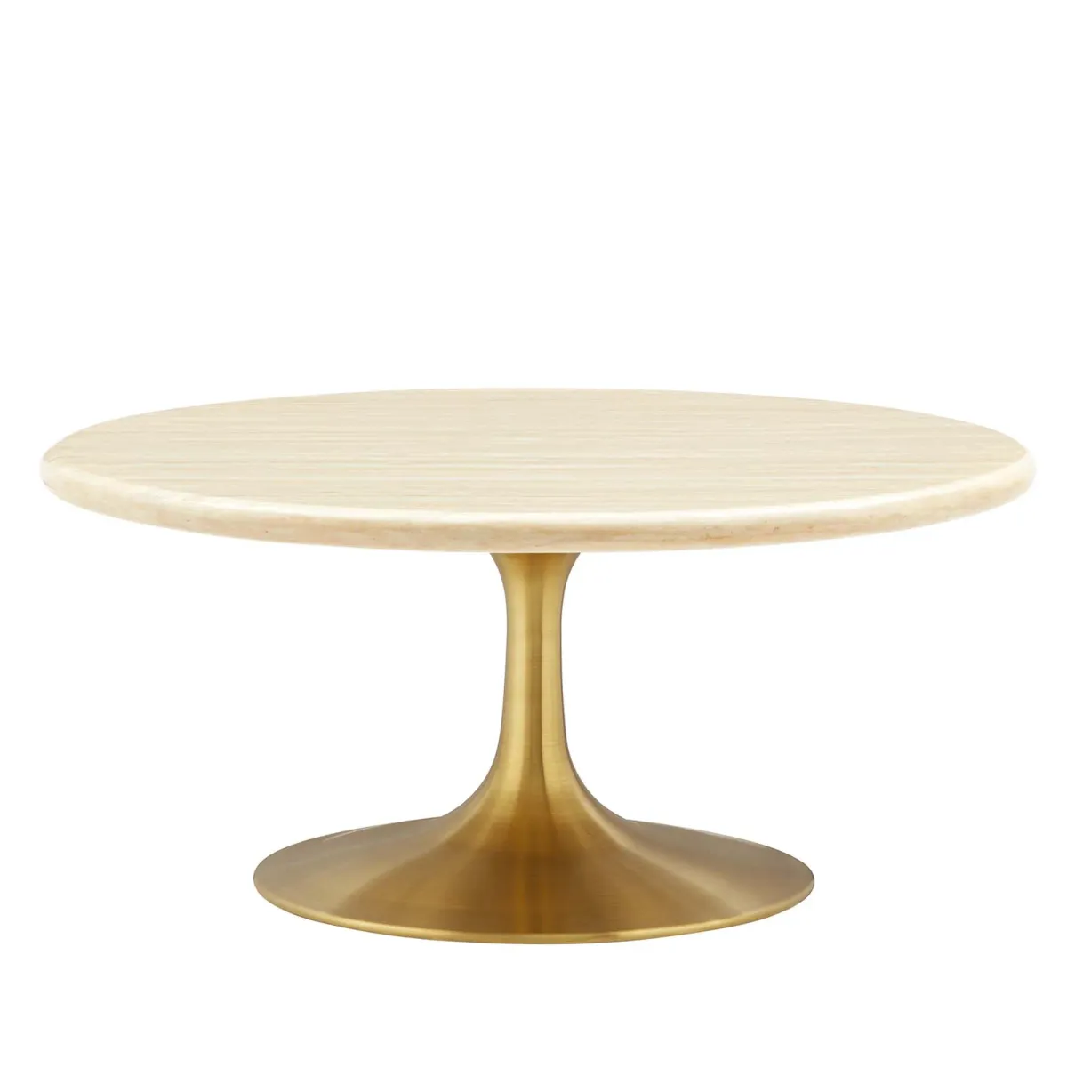 Lippa Round Artificial Travertine Coffee Table by Modway 36" / Gold Travertine