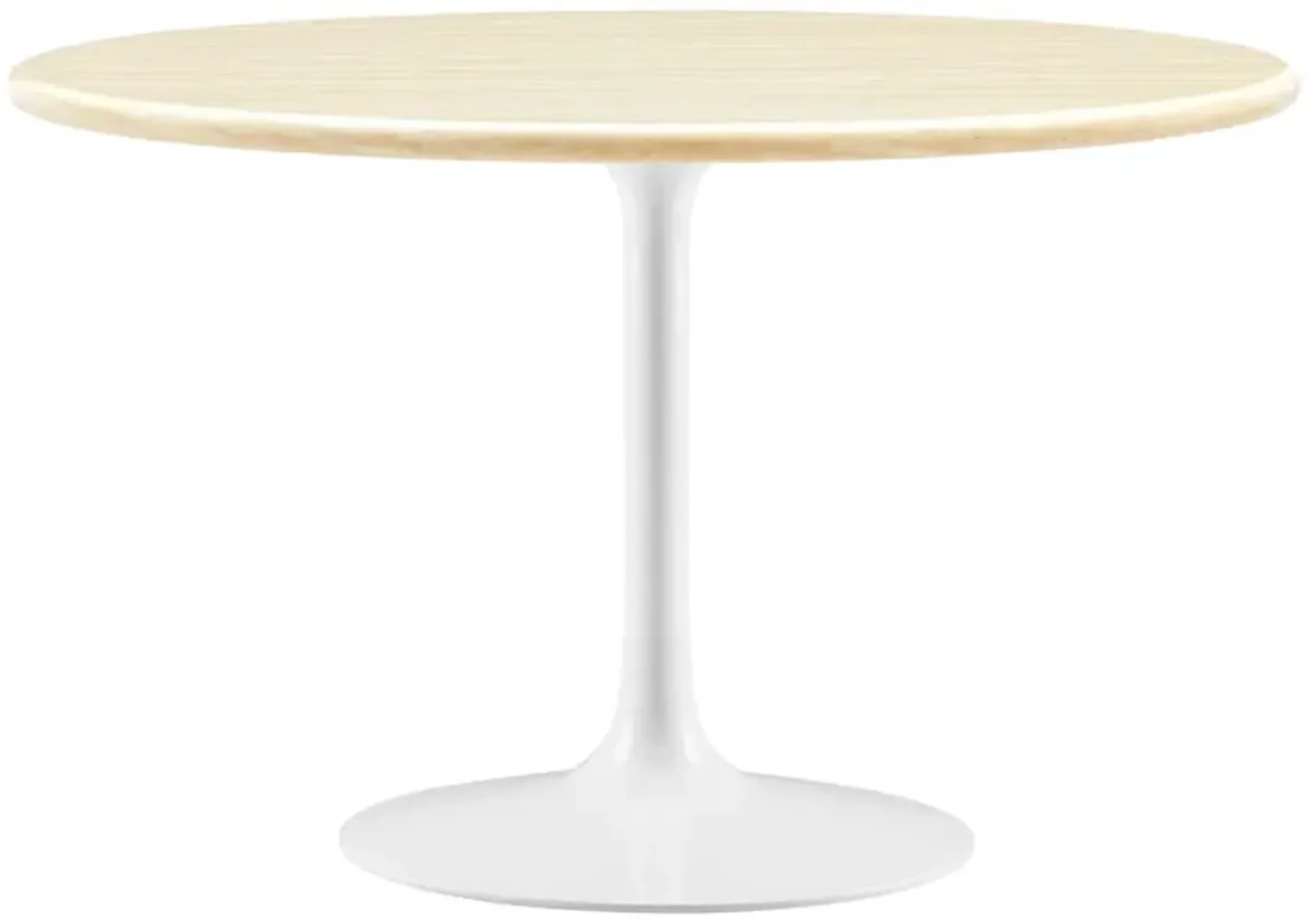 Lippa Round 48" Dining Table by Modway Faux Travertine / White Travertine