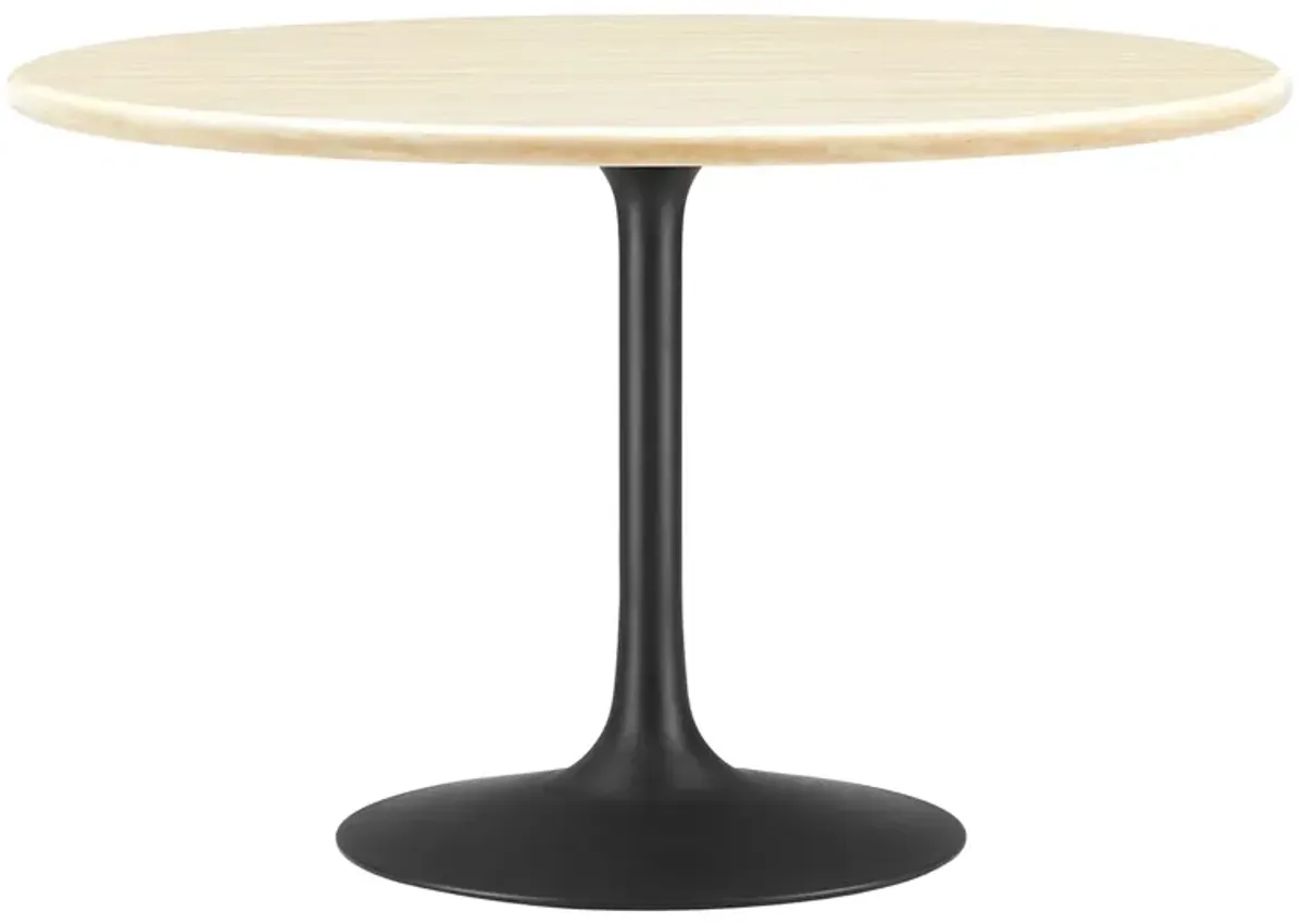Lippa Round 48" Dining Table by Modway Faux Travertine / Black Travertine