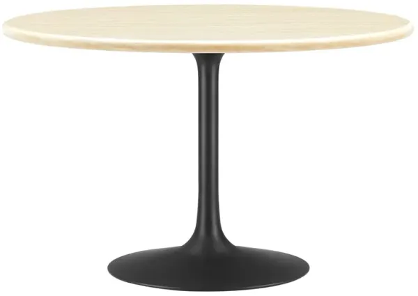 Lippa Round 48" Dining Table by Modway Faux Travertine / Black Travertine