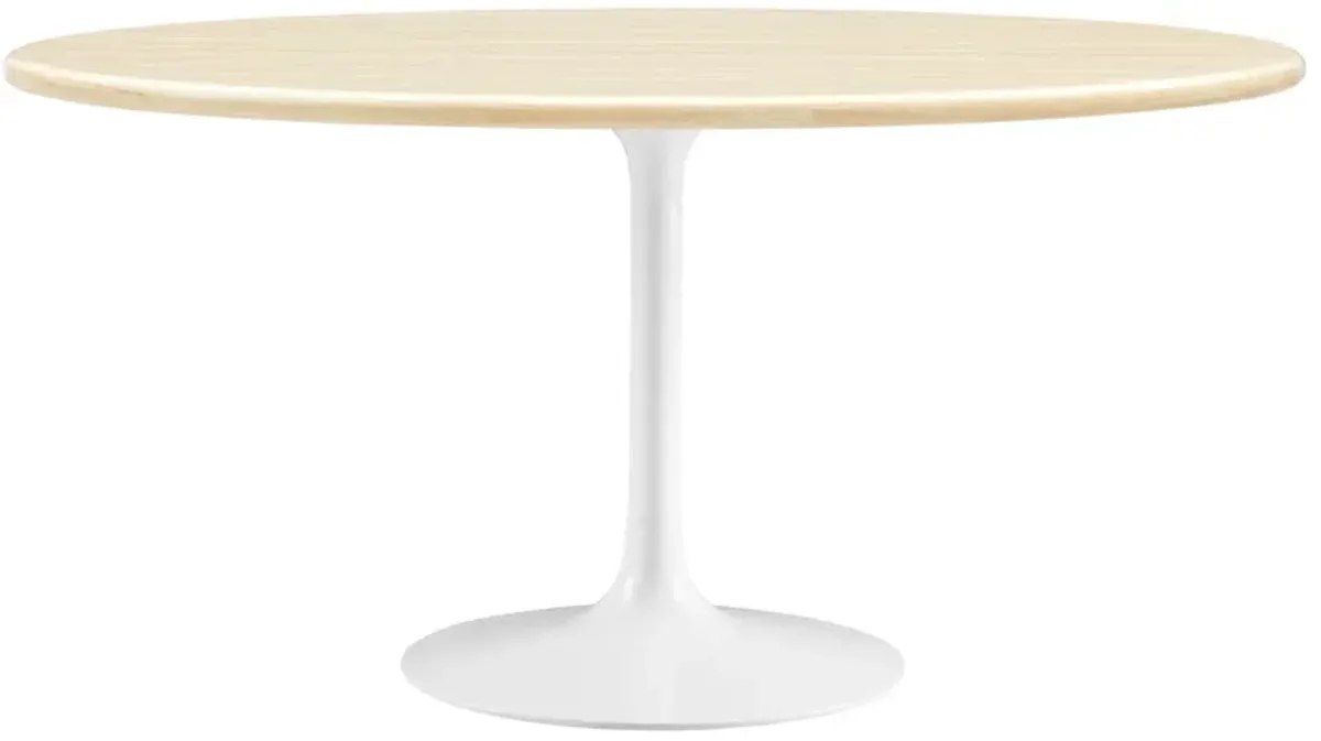 Lippa Oval Artificial Travertine Dining Table by Modway 60" / White Traventine