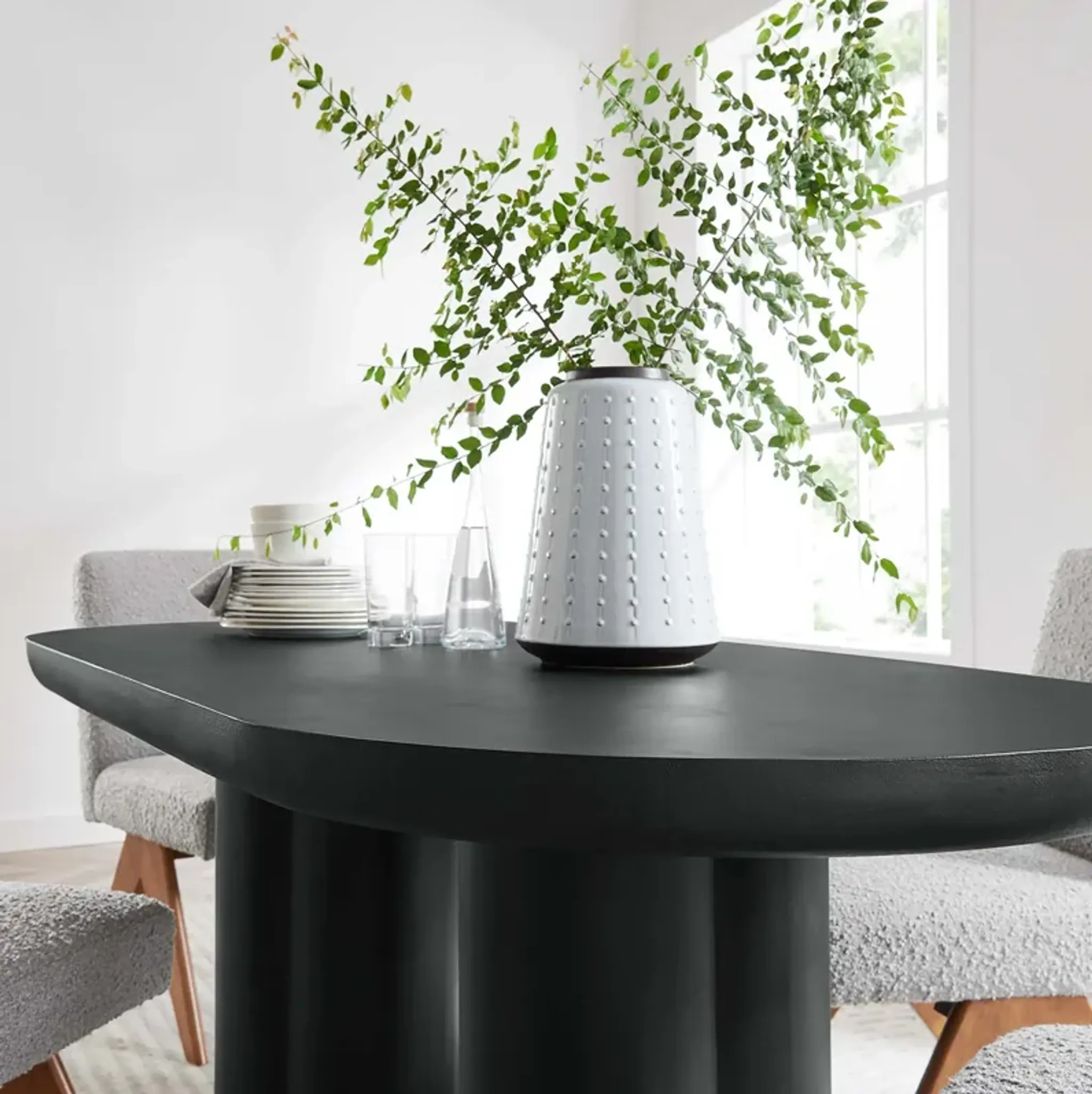 Caspian 72 Oval Concrete Dining Table By Modway Black Lexmod ...