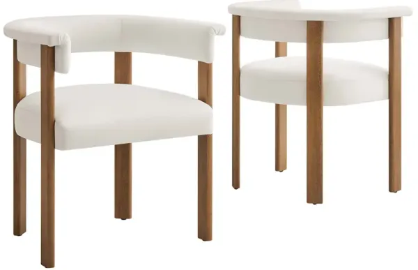 Imogen Performance Velvet Barrel Dining Chairs - Set of 2 Alabaster Deep Brown